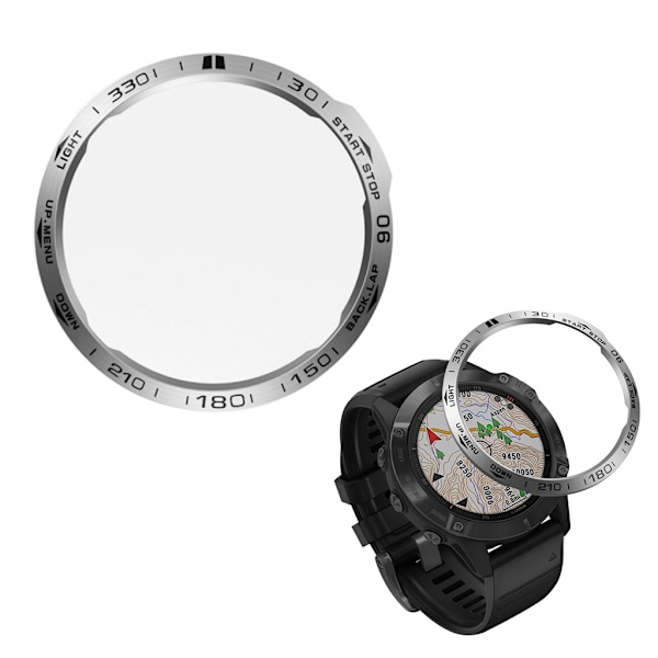 Garmin Fenix 6X rostfritt stål bezel - silver / Style A Silvergrå
