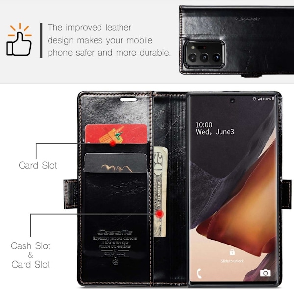 CaseMe Samsung Galaxy Note 20 Ultra 5G / 4g Smooth Suojakotelo - Musta Black