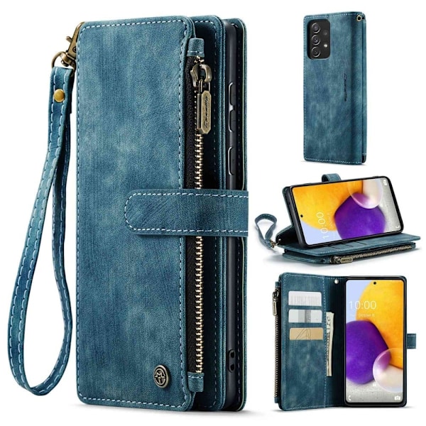 CaseMe vetoketjullinen lompakko-puhelinkotelo Samsung Galaxy A72 5G - Sininen Blue