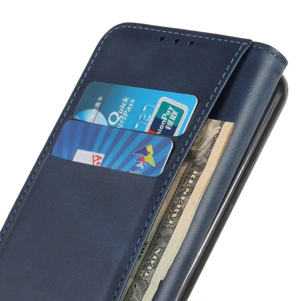 Flip Etui med Pung i ægte Læder til OnePlus 10 Pro - Blå Blue