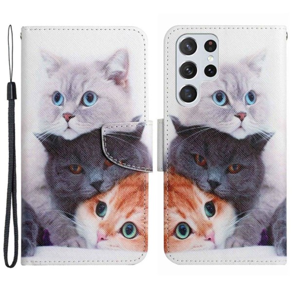 Wonderland Samsung Galaxy S23 Ultra Flip Etui - Tre Katte Silver grey