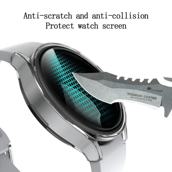 Samsung Galaxy Watch 4 (44mm) matte cover with tempered glass screen protector - Transparent Transparent