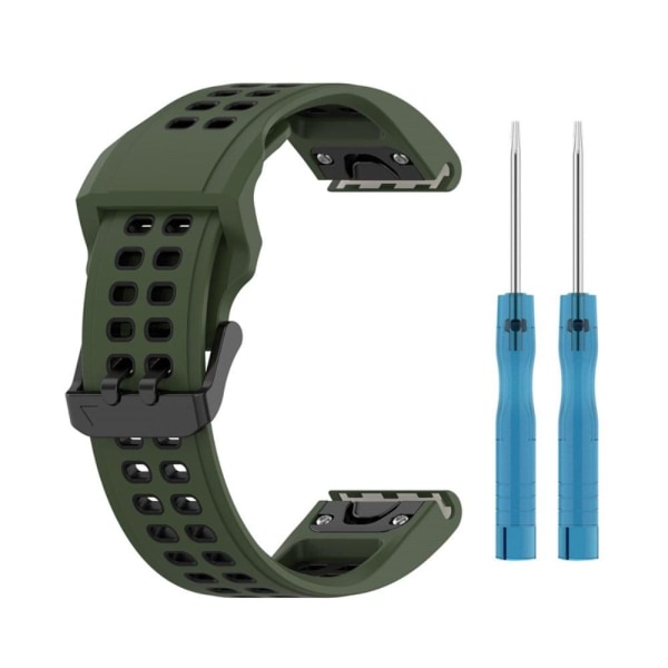 Garmin Enduro 2 / Tactix 7 / Fenix 7 tofarvet silikone urrem - Militærgrøn / Sort Green