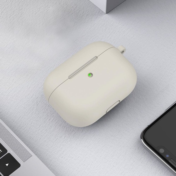 AirPods silikonfodral med karbinhake - Beige Brun