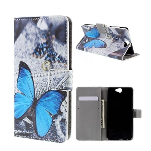 Butterfly läder HTC One A9 fodral - Blå Blå