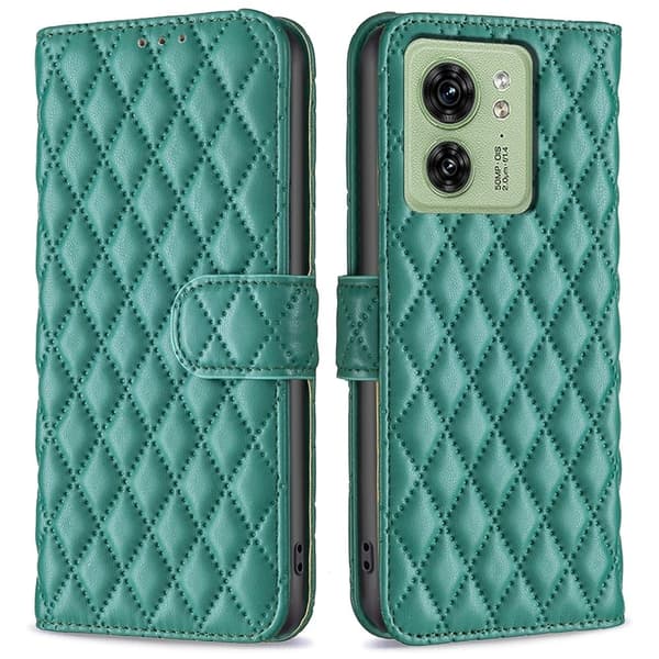 Rhombus mat Motorola Edge 40 flip etui - Grøn Green
