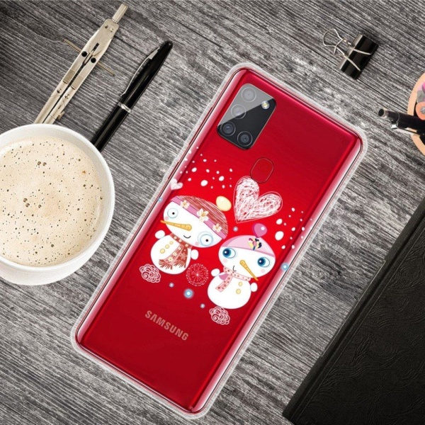 Christmas Samsung Galaxy A21s case - Couple Snowman White