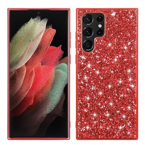 Glitter Samsung Galaxy S24 Ultra kotelot - Punainen Red