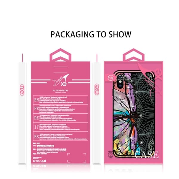 iPhone Xs Max NXE trollslände mönstrat silikonplast mobilskal med strass dekor - Rosa Trollslända Rosa