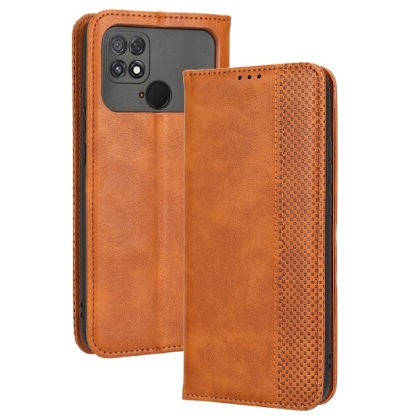 Vertical Flip Phone Suojakotelo With Zipper For Xiaomi Poco C40 - Ruusukulta Brown