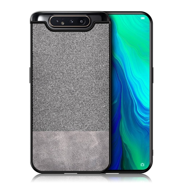 Berlin Samsung Galaxy A80 kuoret - PU-nahka + kangas / vaaleanharmaa Silver grey
