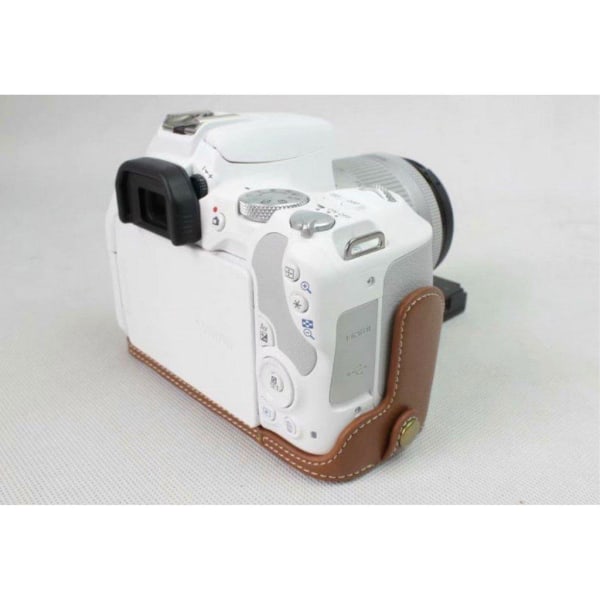 Canon EOS 200D halvt kamera beskyttelsesetui i unikt lædermateri Brown
