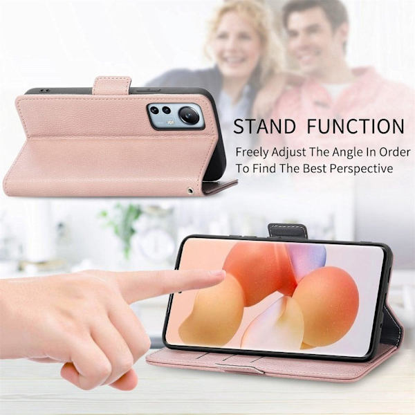 Pehmeä kukkakoristelu nahkakotelo Xiaomi 12 Lite - Ruusukulta Pink