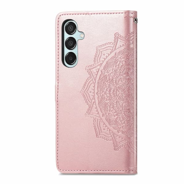 Mandala Samsung Galaxy M15 læderetui - Rødguld Pink