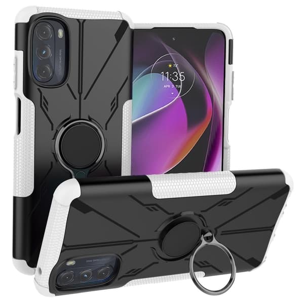 Kickstand-skydd med magnetisk platta för Motorola Moto G Stylus (2022) - Vit Vit