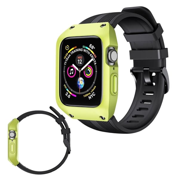 Apple Watch Series 5 44mm silikone Urrem - Sort / Grøn Black