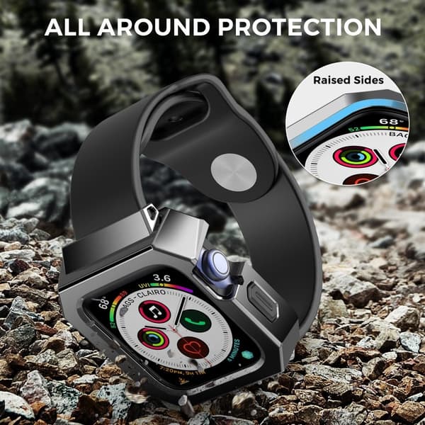 AHASTYLE Apple Watch SE 2022 (44mm) cover i rustfrit stål - Sort Black