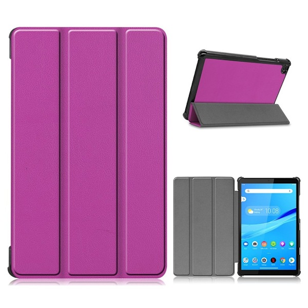 Lenovo Tab M8 enkelt trefaldigt flipfodral i läder - Lila Lila