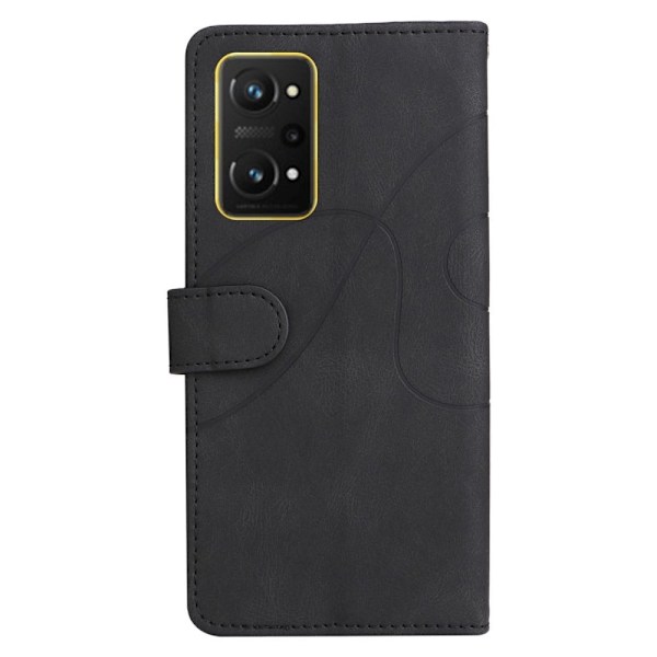 Texturerat läder Realme GT Neo 3T / Realme GT Neo2 fodral med handledsband - Svart Svart