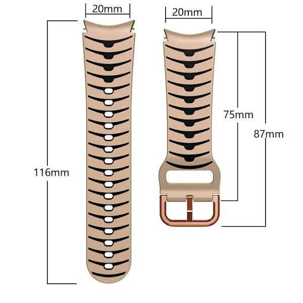 Samsung Galaxy Watch 5 / 5 Pro / 4 klockarmband i silikon med böjd linje - Svart / Grå Svart