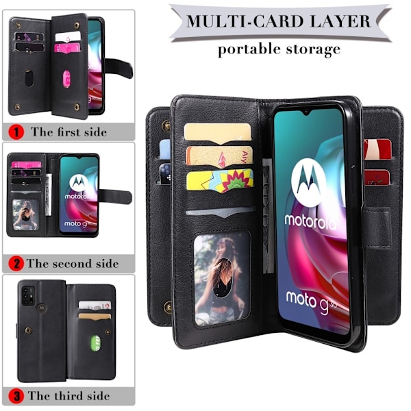 10-slot Pung Etui til Motorola Moto G30 / G10 - Mørkeblå Blue