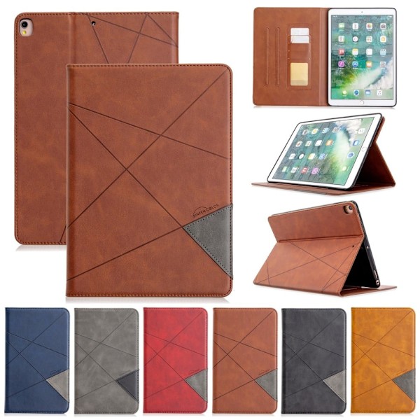 iPad 10.2 (2021) / (2020) / Air (2019) geometriskt mönstrat flipfodral i läder - Svart Svart