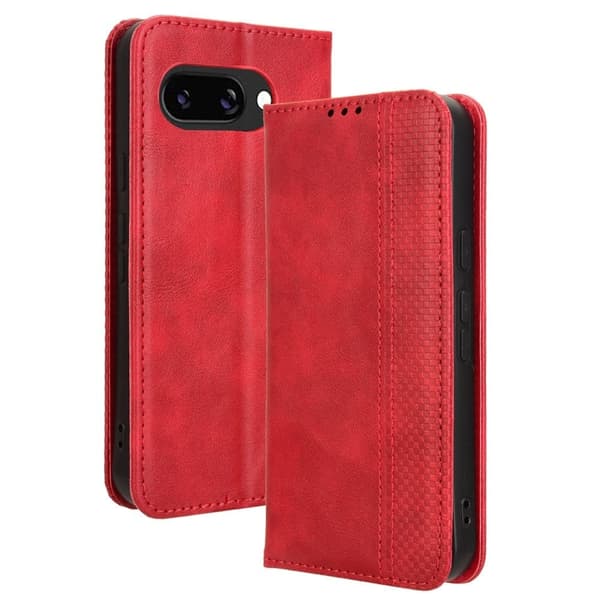 Bofink Vintage Google Pixel 9a lærveske - Rød Red