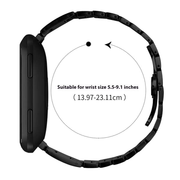 Fitbit Versa / Versa Lite / Versa 2 Ersättningsarmband H-typ metallklockarmband - Svart Svart