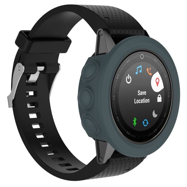 Garmin Fenix 5S / 5S Plus silikonisuojus - Musta Sininen Blue