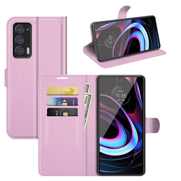 Classic Motorola Edge (2021) Läppäkotelo - Pinkki Pink