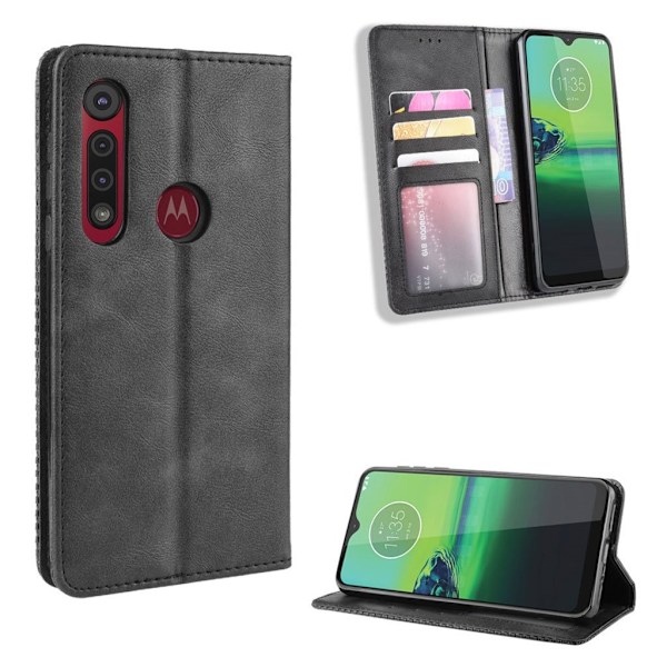 Bofink Vintage Motorola Moto G8 Play leather kotelot - Musta Black