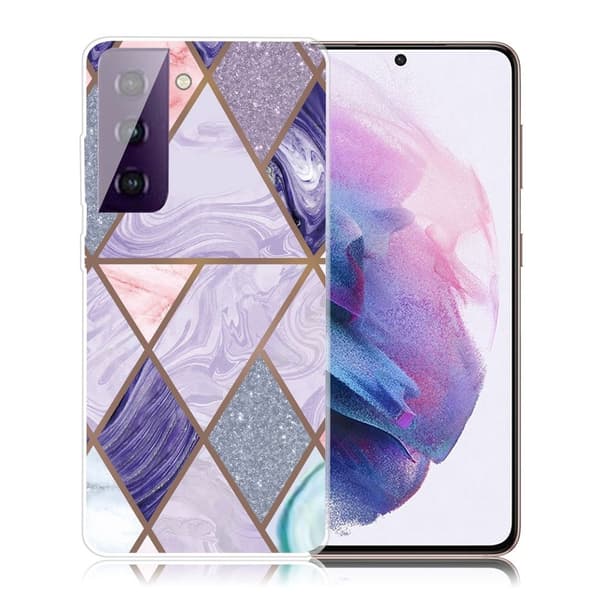 Marble Samsung Galaxy S21 FE Etui - Trekanter og Diamant Marmorkugle Multicolor