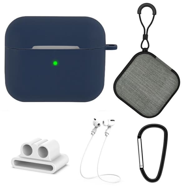 5 stk AirPods 3 silikoneetui med tilbehør - Midnatsblå Blue