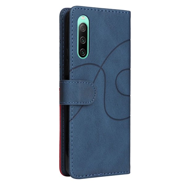 BINFEN kaksivärinen nahkakotelo Sony Xperia 10 IV - Sininen Blue