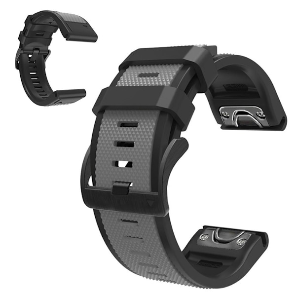 22 mm dobbeltfarvet urrem til Garmin-ur - Grå / Sort Silver grey