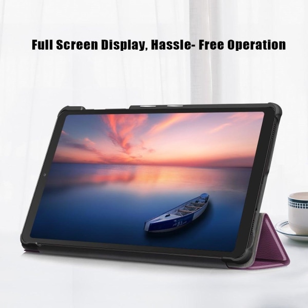 Samsung Galaxy Tab A7 Lite tri-fold læder flip cover - Lilla Purple