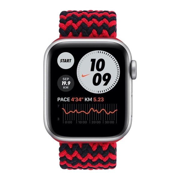 Apple Watch (45mm) elastic watch strap - Black / Red / Size: L Röd