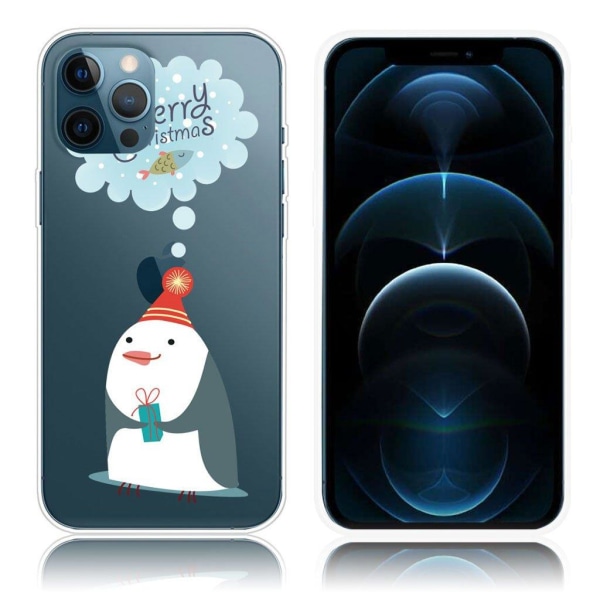 Christmas iPhone 12 / 12 Pro fodral - pingvin Wants Fish Vit