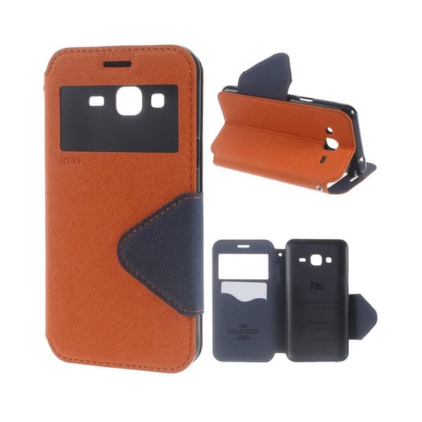 Roar Korea læder-etui med vindue til Samsung Galaxy J3 (2016) - Orange Orange