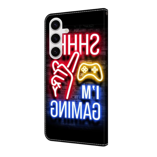 Samsung Galaxy S25 Plånboksfodral Mönster Tryck Stativ Läder Flip Telefonskal - Neon Röd