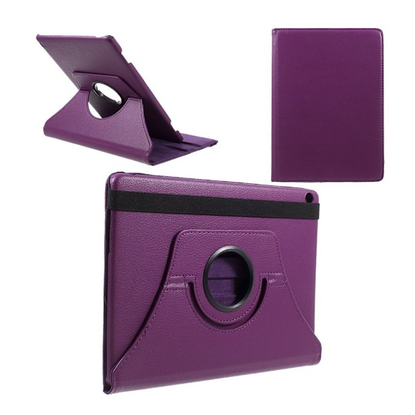 Huawei MediaPad M3 Lite 10.1 Læder etui med roterende stand - Lilla Purple