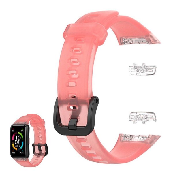 Honor Band 6 klockarmband i transparent stil - Transparent Röd Röd