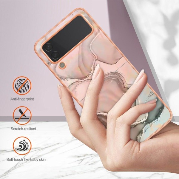 Marble Samsung Galaxy Z Flip4 Etui - Lyserød Pink