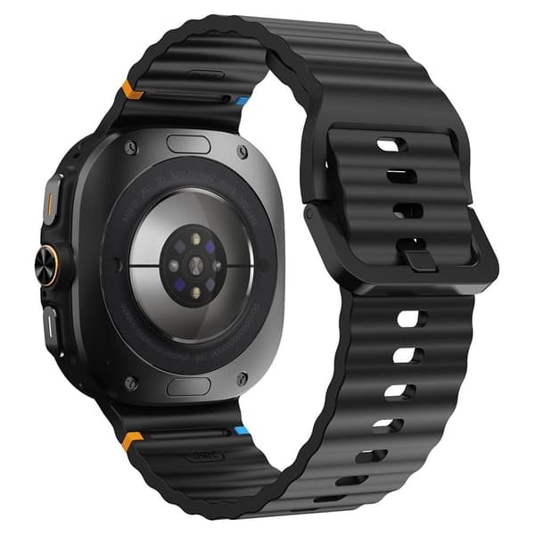 Samsung Galaxy Watch Ultra 47mm Silikone Urrem Wave Stitching Armbånd - Sort Black