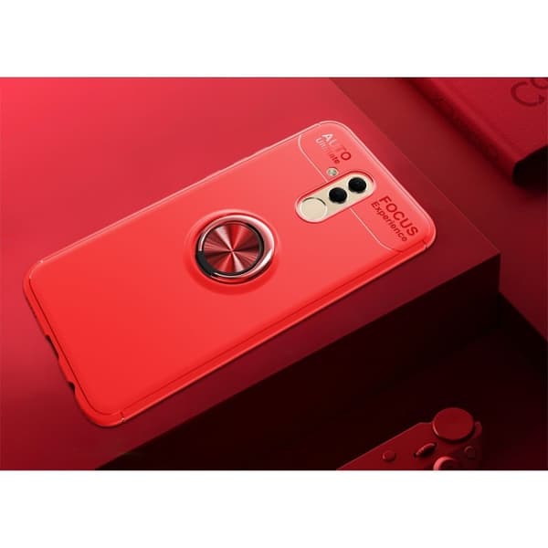 Huawei Mate 20 Lite beskyttelses deksel av TPU med finger ring - rød Red