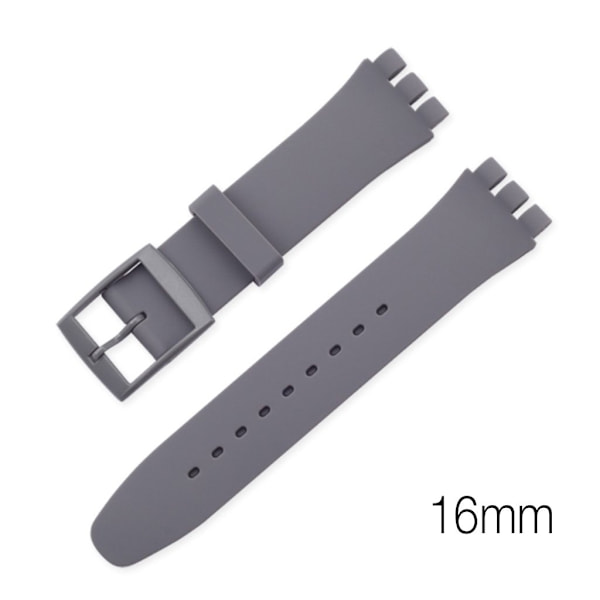 16 mm enkel silikone urrem - Grå Silver grey