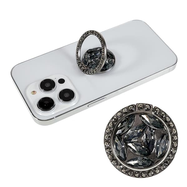 Smykkringholder for smarttelefon i rhinestone-stil - Svart Black