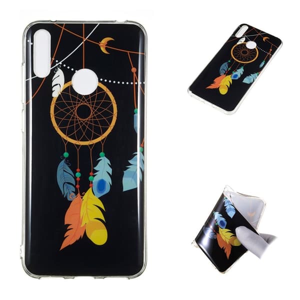 Huawei Y7 2019 lysende nat etui - Fjer Drømmefanger Multicolor