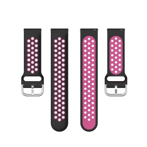 20 mm universell tvåfärgad silikon klockarmband - svart / Rose Svart