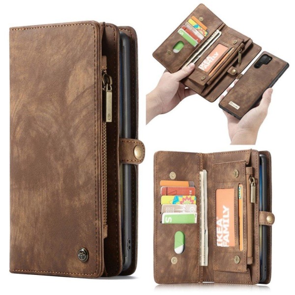 CaseMe Samsung Galaxy Note 10 Plus Zipper Wallet Etui - Brun Brown